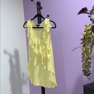 Saks Fifth Avenue soft yellow ruffled front top